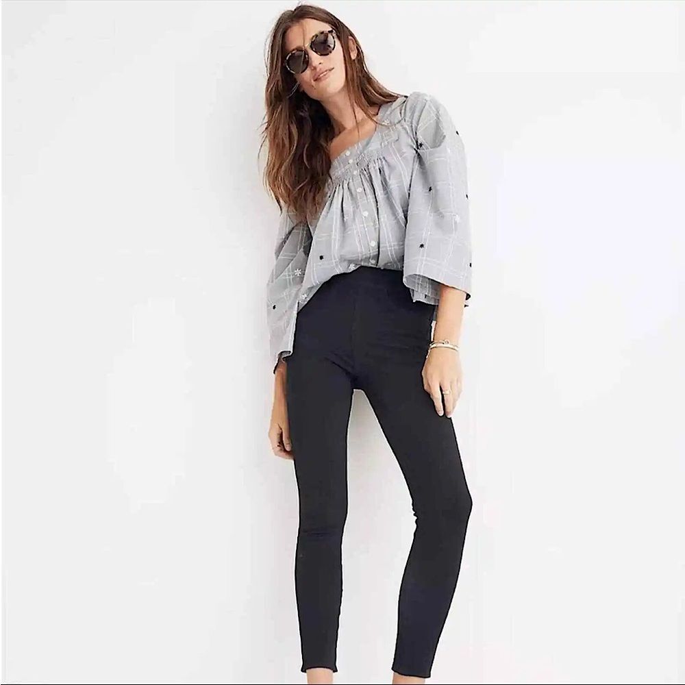 Madewell The Anywhere Jeans Skinny Stretch Pull On Mid Rise Denim Black Jeggings